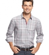 Regular fit plaid shirt by BOSS Black has an easy laid back style.