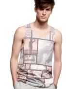 Piece together a cool new casual look with this graphic tank from Bar III.