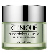 Superdefense SPF 25 Age Defense Moisturizer in Very Dry to Dry. Skin's most complete defense against the visible signs of aging in a daily moisturizer. Arms it to fight the visible effects of emotional stress. Helps neutralizes UVA and UVB. 1.7 oz. 