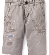 True Religion Travis Chino Cutoff Shorts in Edgewood Smoke