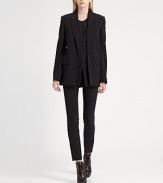 Underlying front placket adds a layered effect to this oversized wool-rich blazer. Notched collarButton placket underlayLong sleevesFront flap pocketsBack slitAbout 29 from shoulder to hemVirgin wool/nylon/LycraDry cleanImported of Italian fabricSIZE & FITModel shown is 5'10 (177cm) wearing US size 4. 