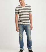 Rendered in lightweight cotton, this striped tee is perfect for warm weather outings.V-neckCottonHand washImported