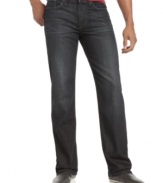 An ultra dark wash gives standard straight-leg jeans from Joe's Jeans a sophisticated finish.