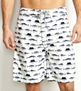 With these fish graphic trunks from Nautica, you'll be be bait for eye candy on the beach.