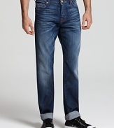 With a gently lived-in look and feel, this lightly faded straight leg jean oozes heritage charm and style.