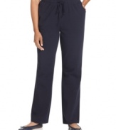 Relax in Karen Scott's lounge pants. Priced low and high in comfort, these breezy basics never go out of style!