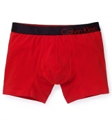 Calvin Klein offers up its signature style and comfort, adding bold color blocks for a fresh look.