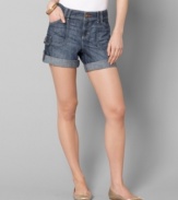 Tommy Hilfiger's cuffed jean shorts add a vacation-worthy relaxed feel to any outfit. The utility pockets are an extra unique touch.