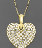 Your heart desires...some sparkle! Kaleidoscope's luminous heart pendant shines with the addition of crystals and Swarovski Elements. Setting and chain crafted in 18k gold over sterling silver. Approximate length: 18 inches. Approximate drop: 1-1/3 inches.