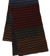 Get wrapped up in Paul Smith's luxurious gradient zig-zag wool scarf.