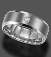 Blissful solitude. This stunning ring by Triton features a round-cut diamond accent set in patented, scratch-resistant tungsten carbide. Approximate band width: 8 mm. Sizes 8-15.