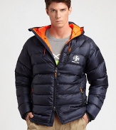 Designed to excel in a range of conditions, this airy-feeling, down jacket is constructed from durable nylon with a warm down fill.Two-way zip frontAttached drawstring hoodChest, waist zip pocketsAbout 25 from shoulder to hemNylonFill: 80% down/20% other feathersMachine washImported