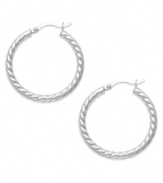 A must-have accessory for every collection. Giani Bernini's sterling silver hoop earrings feature a unique twisted design. Approximate diameter: 1-1/8 inches.