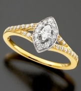 Make it a moment to remember. This engagment ring features round- and marquise-cut diamonds (1/3 ct. t.w.) set in 14k gold.