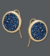 Inspire your look with bold color and a hint of shimmer. Like cool Caribbean water, these blue druzy earrings will reflect the light. Crafted in 14k gold. Approximate drop: 1/2 inch.