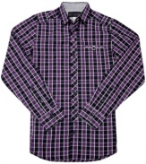 Wake up your collection of solids with this plaid-patterned shirt from No Retreat.