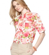 Go floral in this cheerful button-front shirt from Jones New York Signature. Pair it with everything from white denim to chinos for sophisticated style.