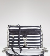 Blue and white come about in Rebecca Minkoff nautically striped shoulder bag. Get decked--this bag gives wardrobe classics a contemporary spin.