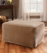 In a soft, waffle-weave textured knit the Stretch Pique slipcover stretches up to 40% to conform to your ottoman. Memory stretch fabric and all-around elastic provide a clean, sleek look that stays put.