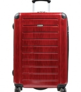 A hardside approach for easy travel. Providing long-lasting durability and protection at the most critical points, this spinner suitcase gives you peace of mind on your trips, following your every move with incredible 360º ease. The deluxe interior features two compartments with mesh pockets and a suiter for wrinkle-free travel. Lifetime warranty.