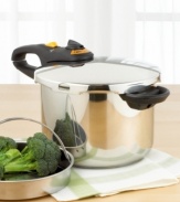 A revolution in standard pressure cooking - two pressure settings and an automatic pressure release position are the latest innovations, while ergonomically designed handles make this cooker comfortable and easy-to-use. Manufacturer's ten-year warranty.