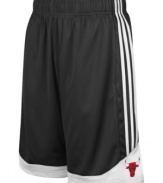 Get a step up on your competition and channel your favorite NBA basketball team with these Chicago Bulls shorts from adidas.