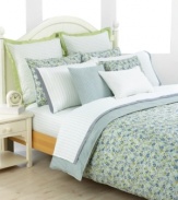 Printed stripes in an aqua and navy herringbone design present a smart accent for Laurel Hill bedding from Tommy Hilfiger. (Clearance)