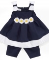 She'll look as darling as a daisy in this crisp dress and leggings set from Bonnie Baby.