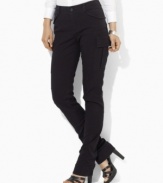 Lauren by Ralph Lauren's utilitarian cargo pant is updated for the modern woman, crafted in sleek stretch twill with a slim leg.