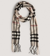 Soft cashmere in a signature Burberry check.