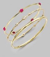 From the Rock Candy® Collection. A delicately crafted piece with five ruby cabochon stations to create a wonderfully unique style. 18k goldRuby cabochonsSlip-on styleDiameter, about 2¾Imported 