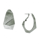 Perfect from every angle. This faceted, angular style by Vince Camuto is an edgy take on the traditional hoop earring. Crafted in silver tone mixed metal. Approximate diameter: 1-1/4 inches.