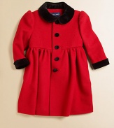 Sure to be a treasured heirloom, an exquisite princess coat is crafted from a luxuriously soft blend of wool and cashmere then finished with a velvet collar and cuffs.Rounded velvet collarLong puffed sleeves with velvet cuffsButton-frontGathered empire waist with back buttonFully linedWool/CashmereMachine washImported