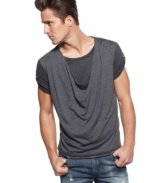 Stay ahead of the style curve with this casual contemporary slouch t-shirt from INC.