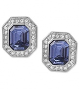 Classic glamour. Carolee's clip-on earrings feature an emerald-cut glass stone surrounded by glass accents to make this pair the center of attention. Clip-on backing for non-pierced ears. Crafted from silver-tone mixed metal. Approximate drop: 3/4 inch.