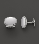 These classic sterling silver cuff links from Dolan & Bullock feature engravable space and a subtle pattern. From the Sterling Silver Engravables Collection.