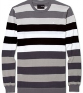 Contrasting thick stripes give this cozy Hurley sweater a pop of personality.