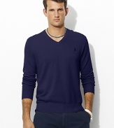 The epitome of modern preppy style, an essential V-neck sweater is crafted from plush cotton and cashmere yarns for a soft, smooth hand.