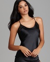 A solid black camisole with a lace racerback for a sultry touch.