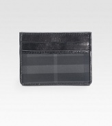 The iconic check design in durable PVC Two card slots 3 X 4 Made in Italy 