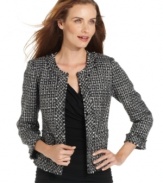 Inspired by classic suiting, Ellen Tracy's nubby tweed blazer is a wardrobe essential for work or play.