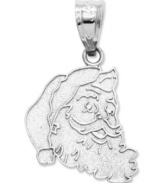 Get in the spirit Santa style! This charmingly-intricate charm features the man with the beard himself, crafted in 14k white gold. Chain not included. Approximate length: 4/5 inch. Approximate width: 3/5 inch.