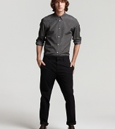 A sleek, luxe take on the classic shirt in silk with a handsome, trend-right pattern.