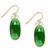 A touch of color livens any look. These stunning 10k gold earrings feature oval-cut green onyx stones (10 ct. t.w.) on french wire. Approximate drop: 1-1/2 inches.