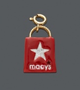 Feeling swept up by the magic of Macy's? Commemorate your favorite retail experience with this cute shopping bag charm. Crafted in 14k gold over sterling silver and sterling silver with shiny enamel accents and lobster claw clasp. Approximate drop: 1 inch.