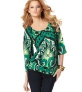 Put the punch back into your wardrobe with INC's printed peasant top. The vivid colors add pop to any outfit!