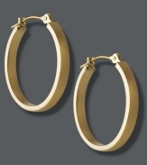 Shape up. The unique square-edge design of these traditional hoop earrings make them an instant must-have for your jewelry collection. Crafted in polished 18k gold. Approximate diameter: 5/8 inch.