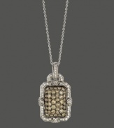 Shapely style and a hint of sparkle. This intricate rectangular pendant by Le Vian features stunning round-cut chocolate diamonds (1-1/10 ct. t.w.) and white diamonds (1/3 ct. t.w.). Setting and chain crafted in 14k white gold. Approximate length: 18 inches. Approximate drop: 1-1/5 inches.