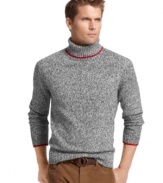 Mix it up. Subtle color-collaboration in this marled-yarn Izod sweater makes it the perfect versatile addition to your closet.