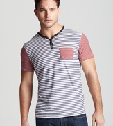 Alternative Stripe Snap Henley Tee